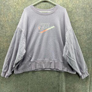 Nike Sweater Womens 3X Purple Crewneck Pullover Swoosh Sportswear Fleece Crop